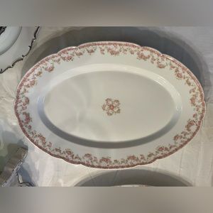 Lovely Theodore Haviland Limoges France Oval Serving Platter 15.5" Pink Floral